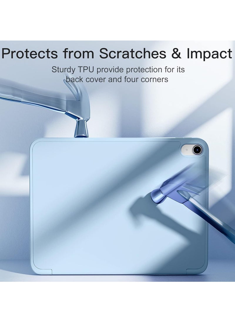 TIGER Compatible with iPad 10th Generation Case 10.9 Inch (2022) – Slim Trifold Stand Protective Cover with Pencil Holder – Soft TPU Back – Auto Sleep/Wake Function – Lightweight & Durable Smart Case  SKY BLUE - Image 3