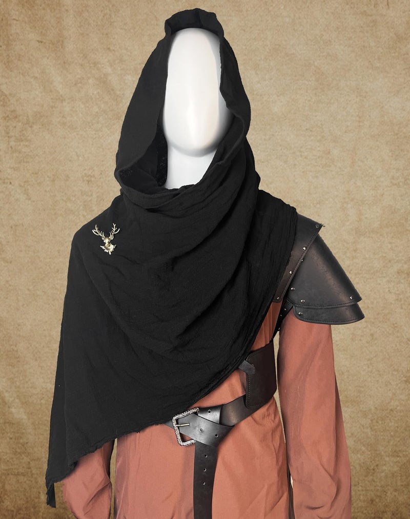 Berenlu Post Apocalyptic Shawl Fabric Piece, Medieval Hooded Cowl for Renaissance Men, DIY Cosplay Costume Accessory - Image 4