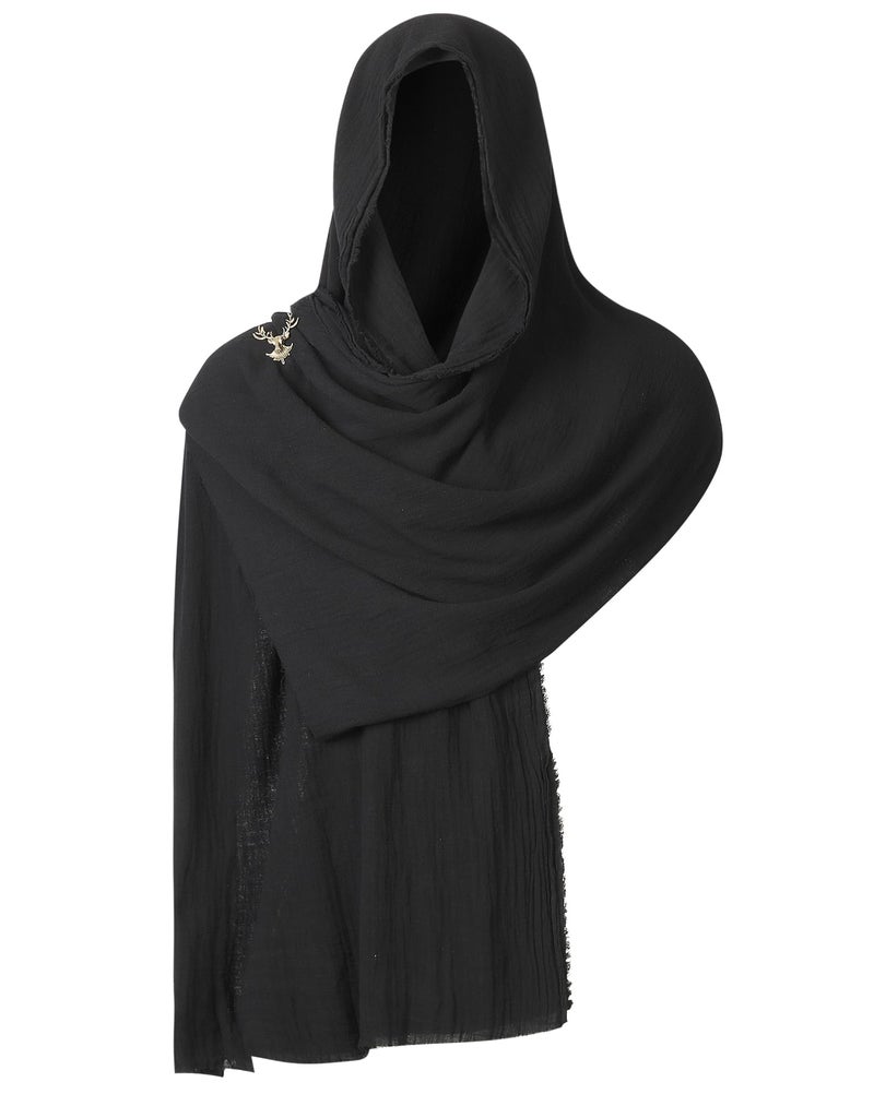 Berenlu Post Apocalyptic Shawl Fabric Piece, Medieval Hooded Cowl for Renaissance Men, DIY Cosplay Costume Accessory - Image 1