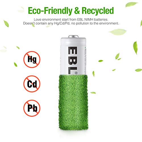 EBL AA Rechargeable Batteries,1.2V NiMH Double A Battery 2800mAh High Capacity Pre-Charged Long Lasting - 4 Pack - Image 3
