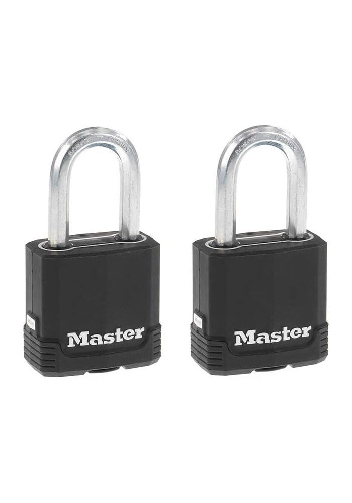 Master Lock Magnum Heavy Duty Outdoor Padlock with Key - 2 Pack Keyed-Alike, Covered, M115XTLF - Image 1