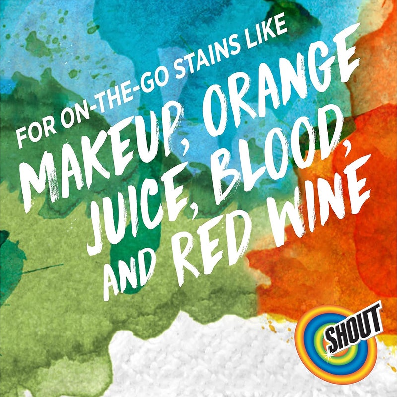 Shout مناديل مزيل البقع للملابس، مزيل بقع فوري ومغلف بشكل فردي، أساسيات السفر، يعمل على البقع اليومية، 4 مناديل (عبوة من 1) - Image 5