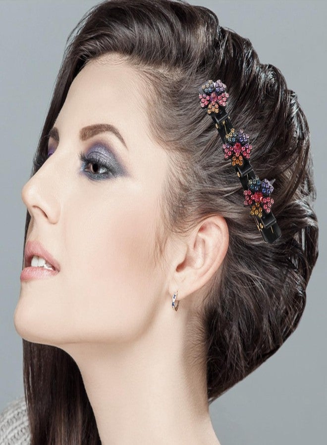 HLTOO 9PCS Rhinestone Braided Hair Clips, Sparkling Crystal Pearls Hair Barrettes, Pearl Headband with Clips, for Women and Girls Hair Styling Accessories - Image 5