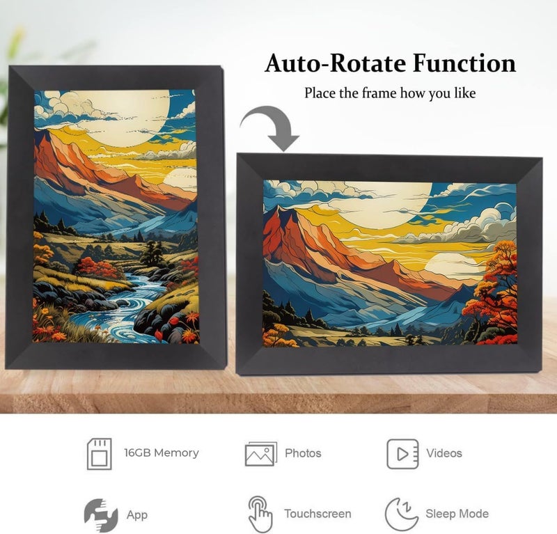 PICCASIO™ 32GB Smart WiFi Digital Photo Frame with 10.1 inch IPS Touch Screen and 32GB Storage, Perfect for Displaying Your Favorite Photos and Videos - Image 2