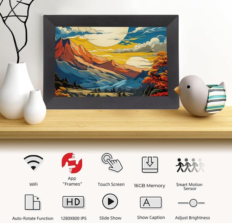 PICCASIO™ 32GB Smart WiFi Digital Photo Frame with 10.1 inch IPS Touch Screen and 32GB Storage, Perfect for Displaying Your Favorite Photos and Videos - Image 3