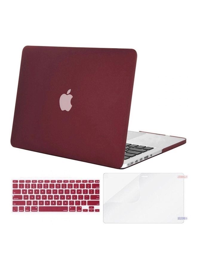 NIBEMINENT Soft-Touch Series HardProtective Plastic Case Cover With Keyboard Screen Protector For Apple Macbook Retina 13/13.3 Inch Model A1502/A1425 [Duplus] Red