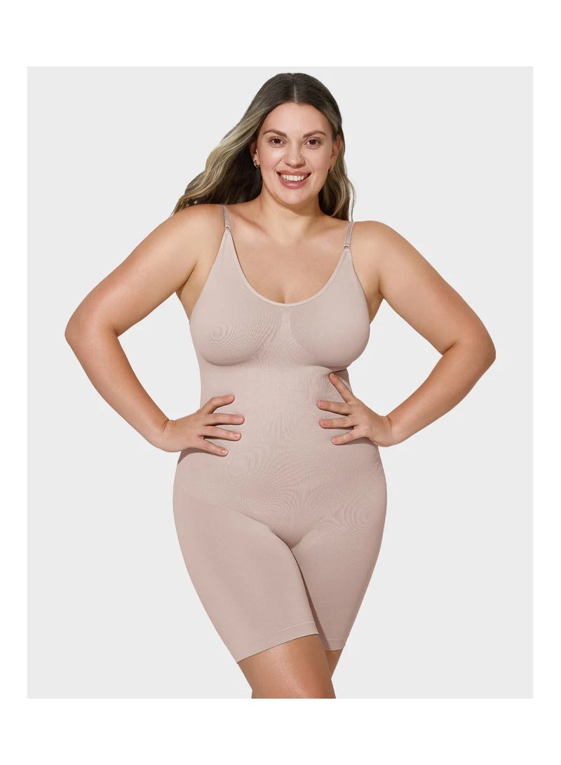 خاجول طقم ملابس رياضية نسائية بدون درزات لتشكيل الجسم بخصر عالٍ وشورت رياضي وحمالة صدر رياضية ومجموعات ملابس رياضية لتمارين اليوجا (بيج) - Image 2