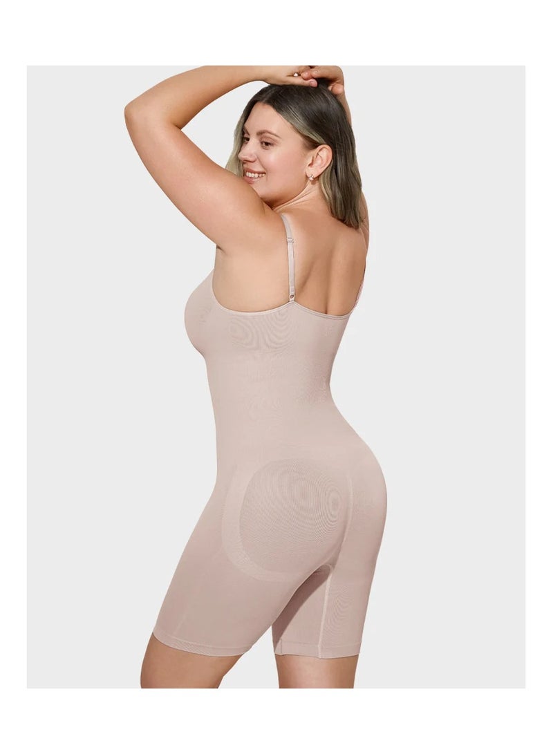 خاجول طقم ملابس رياضية نسائية بدون درزات لتشكيل الجسم بخصر عالٍ وشورت رياضي وحمالة صدر رياضية ومجموعات ملابس رياضية لتمارين اليوجا (بيج) - Image 3