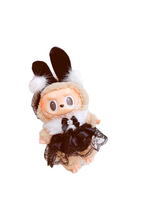 Only Clothes] Labubu Doll Clothes 17cm Heart Vinyl Face Pull Cloth Baby Clothes Change To Replace-Specifications:10cm-Color:10cm Blue Fragrance Two-piece Set  - Image 5