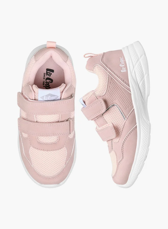 Lee Cooper Girls' Panelled Sneakers with Hook and Loop Closure