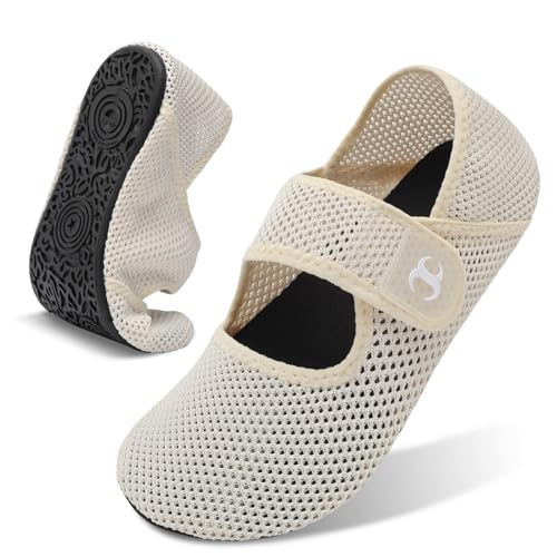 Scurtain Women's Summer Sandals White Shower Shoes Beach Swim Water Shoes Pool Swimming Aqua Shoes Wide Width Barefoot Sandals Rubber Slip On Slids Size 6.5-7.5 - Image 1