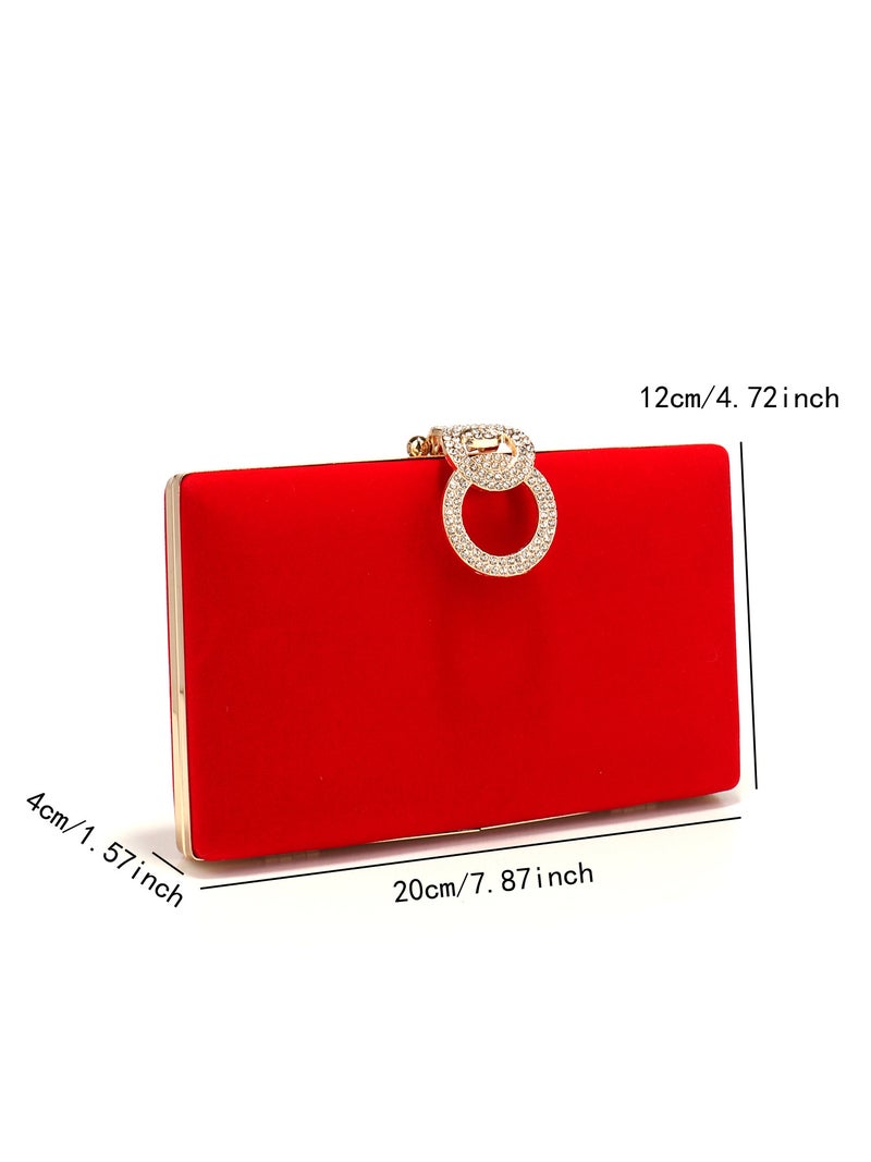 New Style Exquisite Evening Bag With Rhinestones, Fashionable And Elegant, Simple Clutch, Versatile And Stylish For Wedding Dresses - Image 3