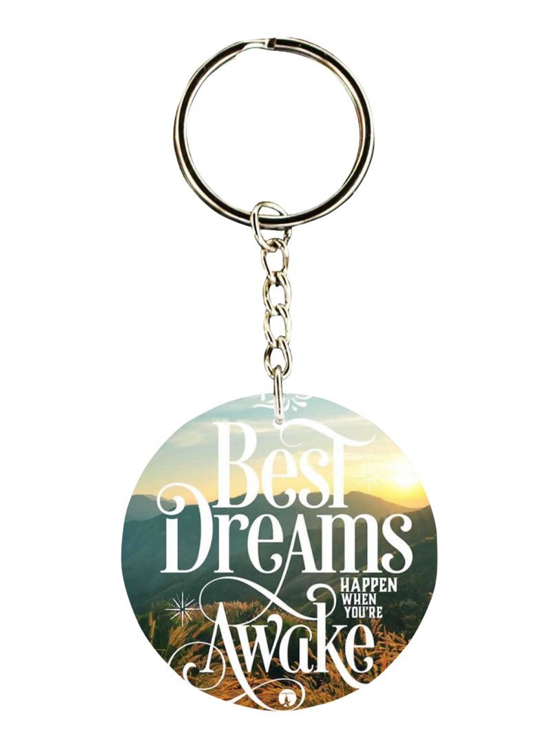 Double Sided English Phrases Printed Keychain