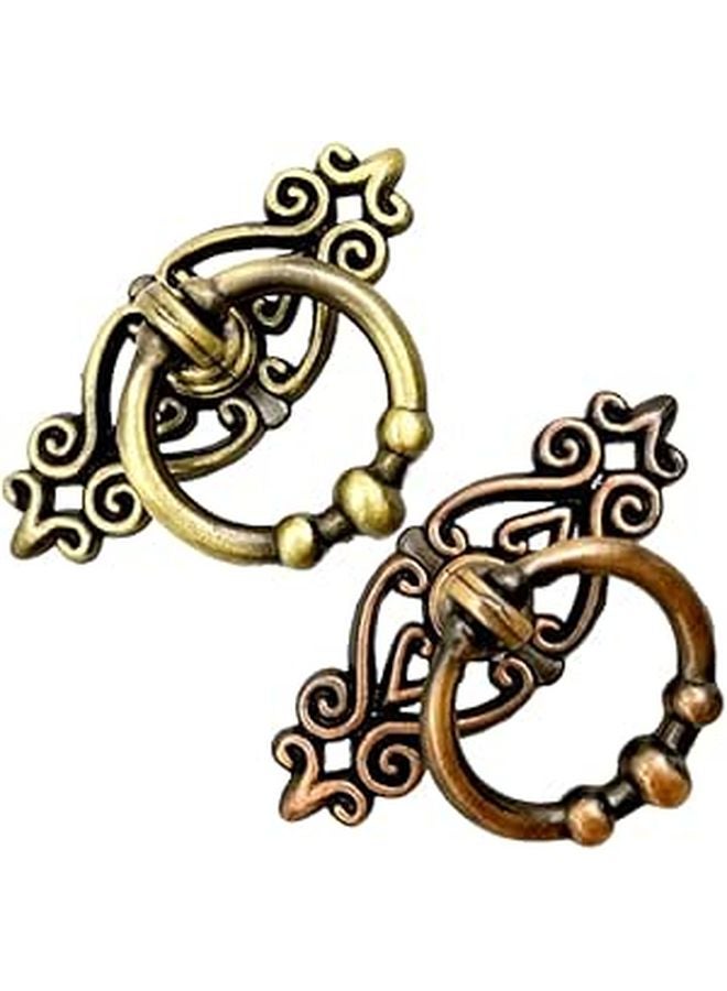 Green Bronze Zinc Alloy Vintage Drawer Pull Handles 2pcs European Style Ring Knobs - Image 1