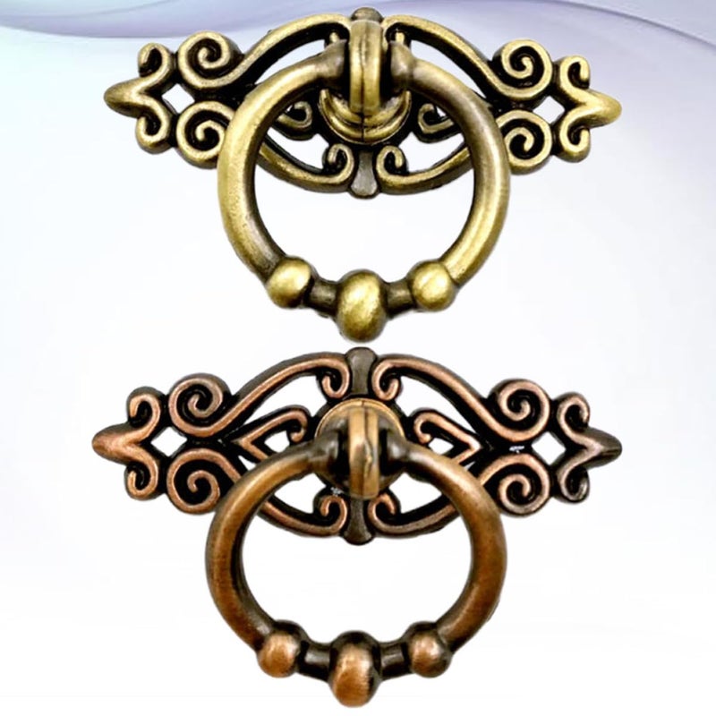 Green Bronze Zinc Alloy Vintage Drawer Pull Handles 2pcs European Style Ring Knobs - Image 5