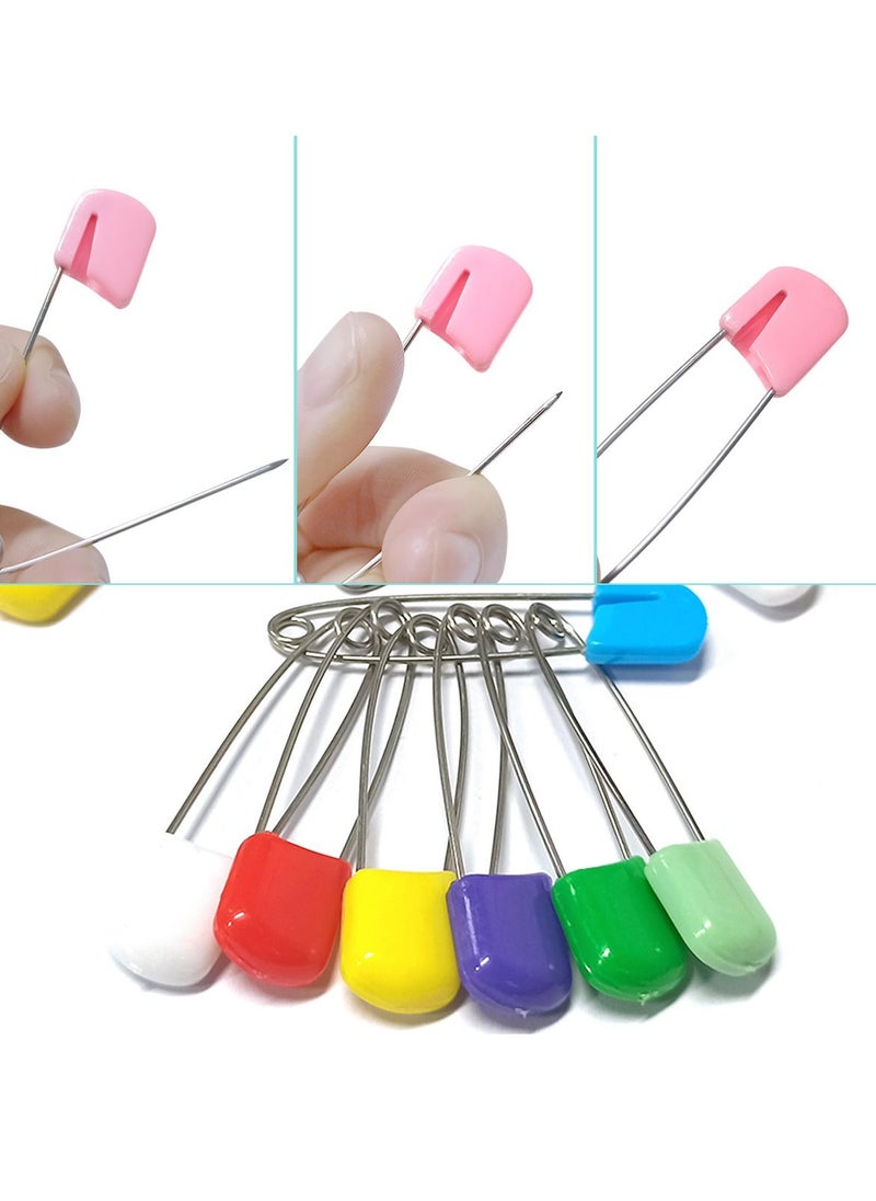 KASTWAVE Diaper Pins, 50 Pieces of Colorful Pins Hanging Children's Plastic Buckle Pins with Safety Locking Closure Baby's Diaper Hooks Quick Drying Hanging Pins (5.4 cm)  - Image 2