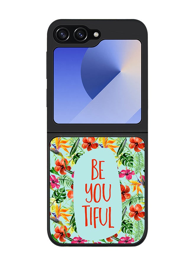 Stylizedd Rugged Black edge case for Samsung Galaxy Z Flip6, Slim fit Soft Case Flexible Rubber Edges Anti Drop TPU Gel Thin Cover -  Be You Tiful - Image 1