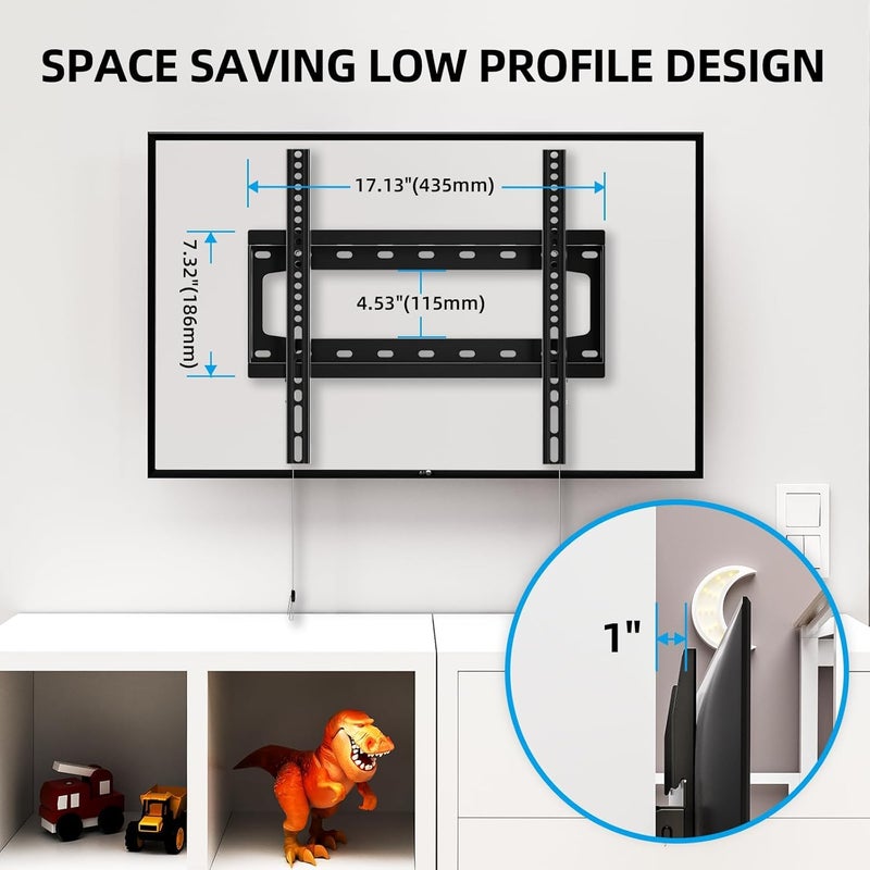 HOME VISION TV Wall Mount Fixed for Most 26-65 Inch Flat/Curved TVs with Max VESA 400X400mm up to 99Lbs Fits 16 Inch Wood Studs, Universal Low Profile Wall Mount TV Bracket, Space Saving HV8401 - Image 3