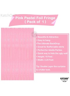 KATCHON Pastel Pink Foil Fringe Curtain Backdrop Pack of 1  - Image 2