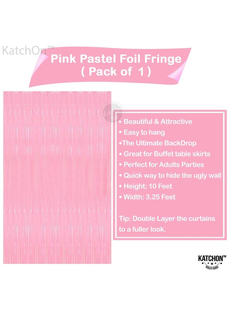 KATCHON Pastel Pink Foil Fringe Curtain Backdrop Pack of 1  - Image 2