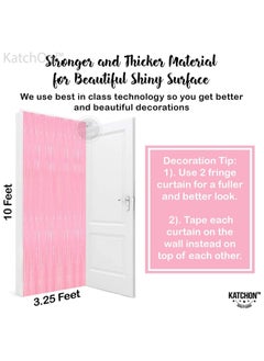 KATCHON Pastel Pink Foil Fringe Curtain Backdrop Pack of 1  - Image 3