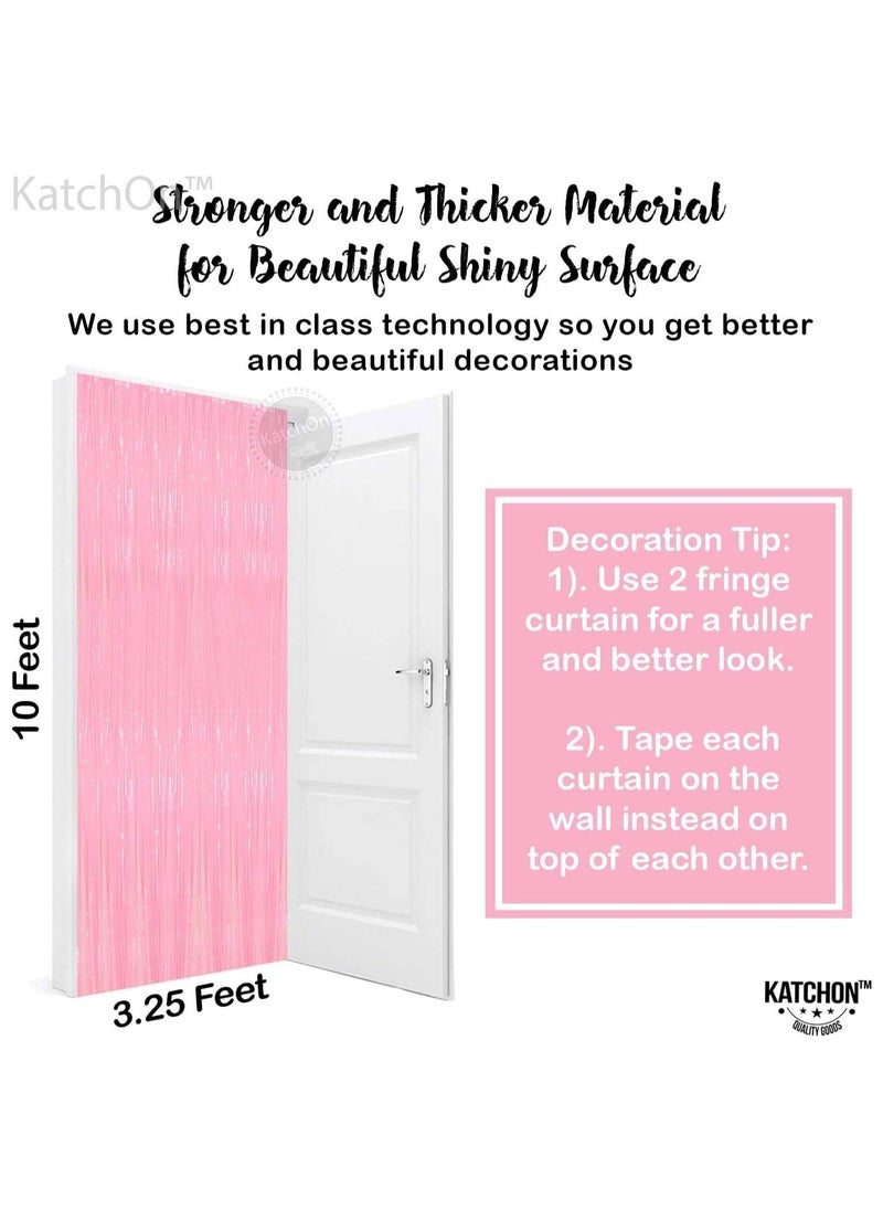 KATCHON Pastel Pink Foil Fringe Curtain Backdrop Pack of 1  - Image 3