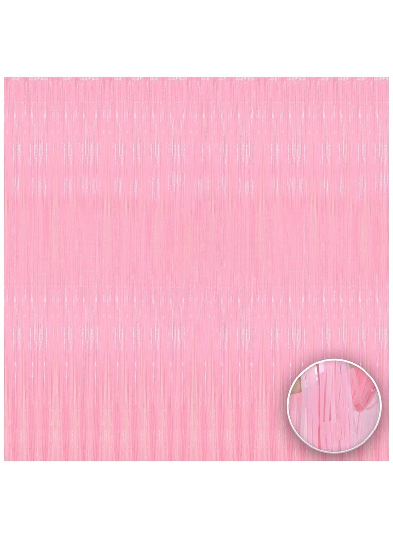 KATCHON Pastel Pink Foil Fringe Curtain Backdrop Pack of 1  - Image 1