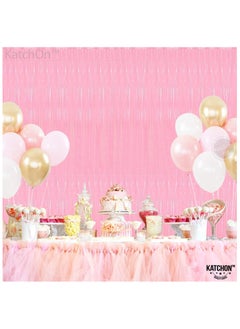 KATCHON Pastel Pink Foil Fringe Curtain Backdrop Pack of 1  - Image 4