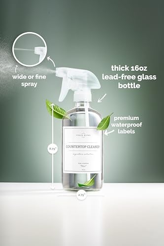 Vine Creations Glass Spray Bottles, 2 Pack Refillable Spray Bottles for Cleaning Solutions, Clear Spray Bottle for plants, Water Spray Bottle Sprayer, Glass Spray bottles 16 oz with Waterproof Labels - Image 4