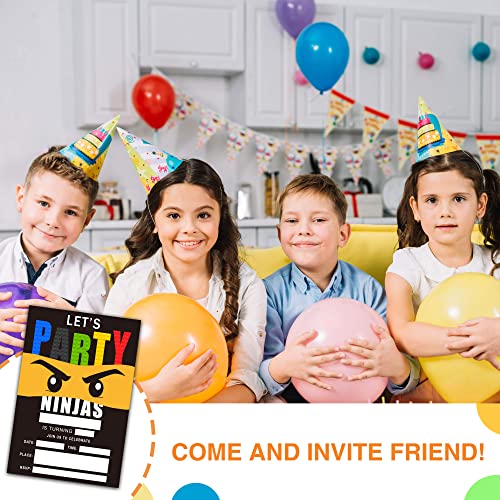 DETIHO 4" x 6" Ninjas Theme Birthday Party Invitation Cards With Envelopes - Let's Party - Boys, Girls Birthday Celebration - 20 Sets - D22 - Image 4