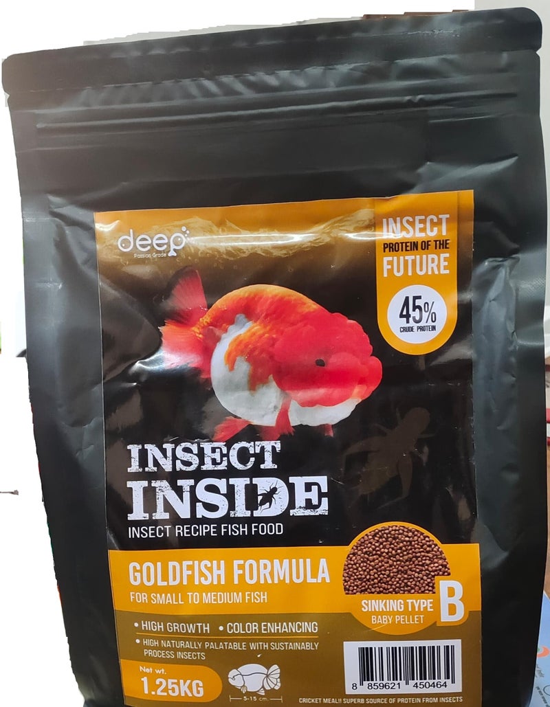 Deep Insect Inside (Cricket) for High Protein Super Premium Gold Fish Formula for High Growth & Colour Enhancing Sinking Micro Pellet 1.25 Kg - Image 1