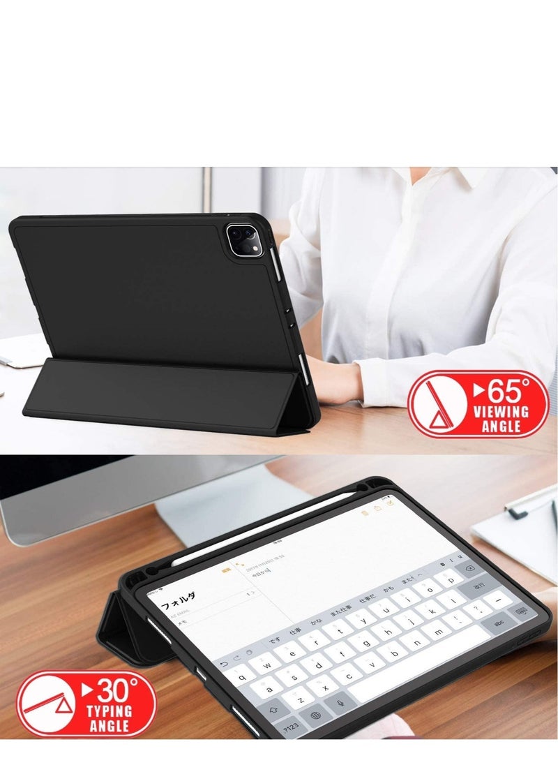 عام iPad Pro 12.9 Case 2020 with Pencil Holder (4th Generation), Premium Protective Case Cover with Soft TPU Back and Auto Sleep/Wake Feature for 2020/2018 iPad Pro 12.9 (Black) - Image 5