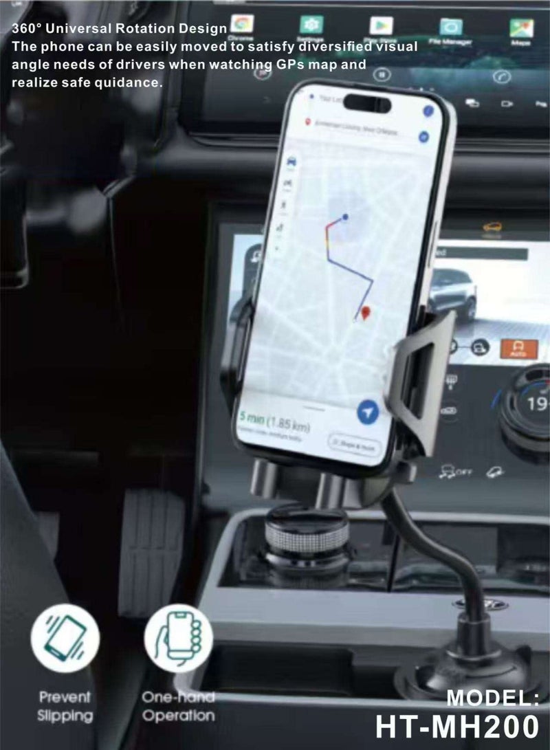 هوتو حامل جوال للسيارة اكواب. ستاند جوال سياره يثبت في مكان الاكواب.قاعدة جوال للسيارة بتصميم 360 درجه.مثبت جوال للسياره من براند هوتو وبطراز HT-MH200 - Image 3