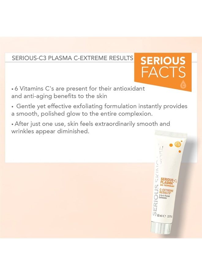 Serious Skincare Serious-C3 Plasma C-EXTREME RESULTS 2-IN-1 Facial Exfoliator – One Step Skin Resurfacing Treatment - 2 fl. oz. – Men – Women – Face, Neck, Hands - Image 4