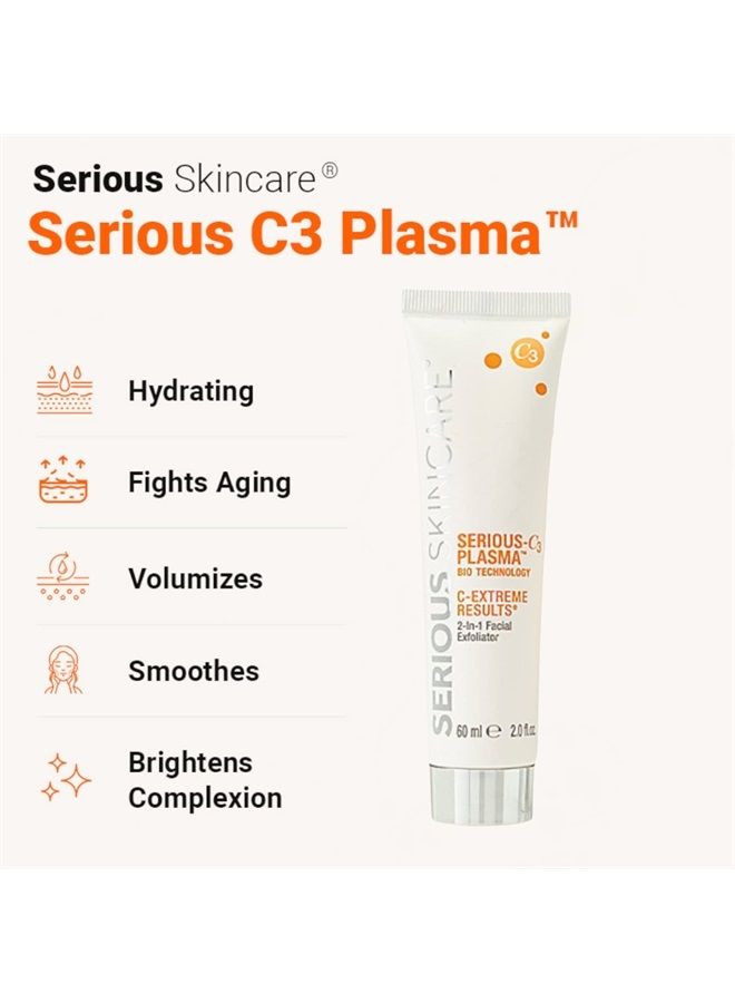 Serious Skincare Serious-C3 Plasma C-EXTREME RESULTS 2-IN-1 Facial Exfoliator – One Step Skin Resurfacing Treatment - 2 fl. oz. – Men – Women – Face, Neck, Hands - Image 2