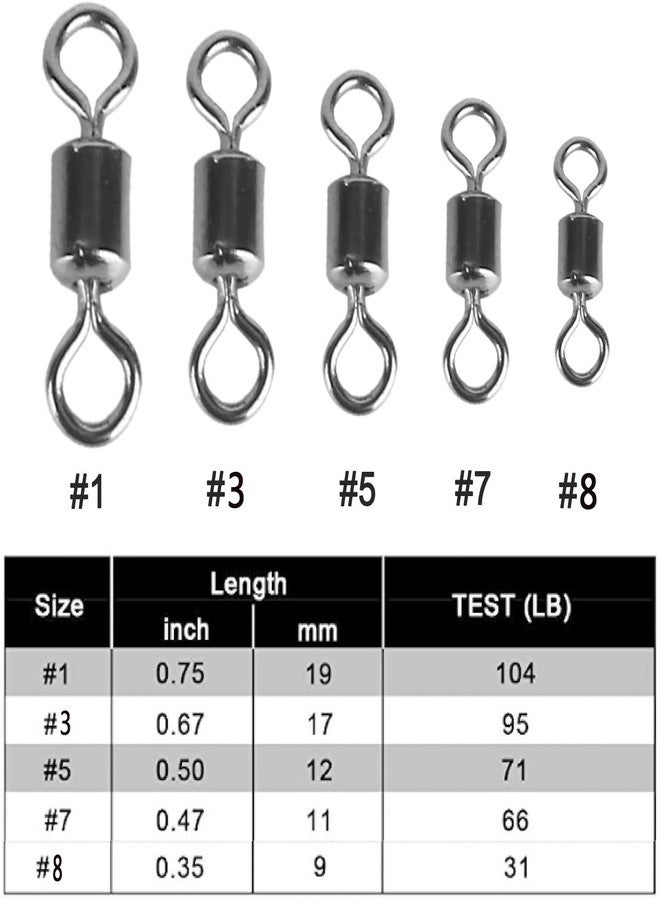 Siasky Fishing Swivels, 200pcs Barrel Swivels Fishing Stainless Steel Swivel Fishing for Saltwater Freshwater Fishing - Image 2