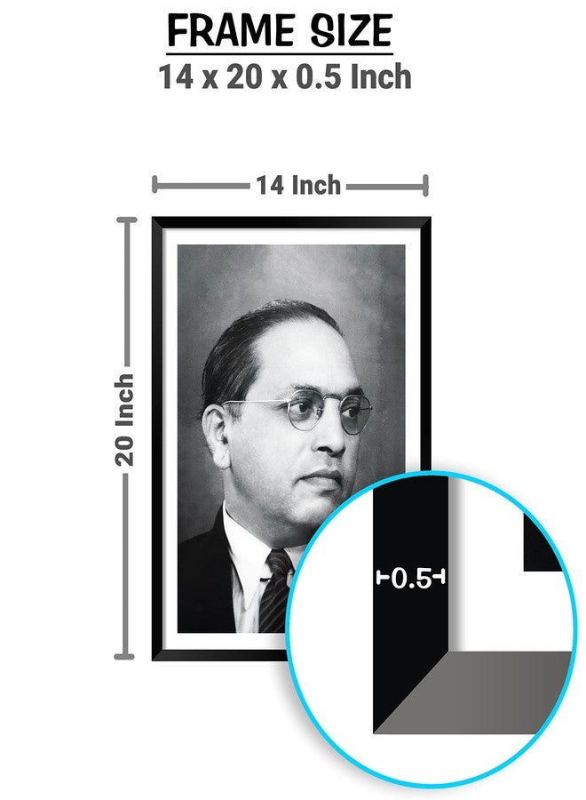 DBrush Dr. B.R. Ambedkar Artwork Framed Original Baba Saheb Ambedkar Black and white photo frames Painting Big size For Office Home Decorative Gift item 14x20 Inch Wall Hanging (Laminated Coated) - Image 3