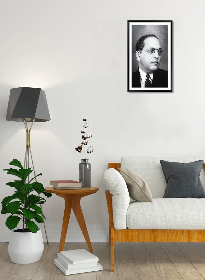 DBrush Dr. B.R. Ambedkar Artwork Framed Original Baba Saheb Ambedkar Black and white photo frames Painting Big size For Office Home Decorative Gift item 14x20 Inch Wall Hanging (Laminated Coated) - Image 2