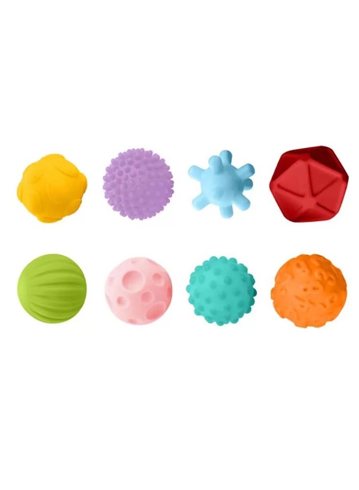 Baby Learning Toy Balls – 8-Pack Soft Baby Textured Balls – Early Learning & Education Toys for Toddlers – Bumpy Spiky Stress Balls for Activity & Massage – Soothing Pastel Colors