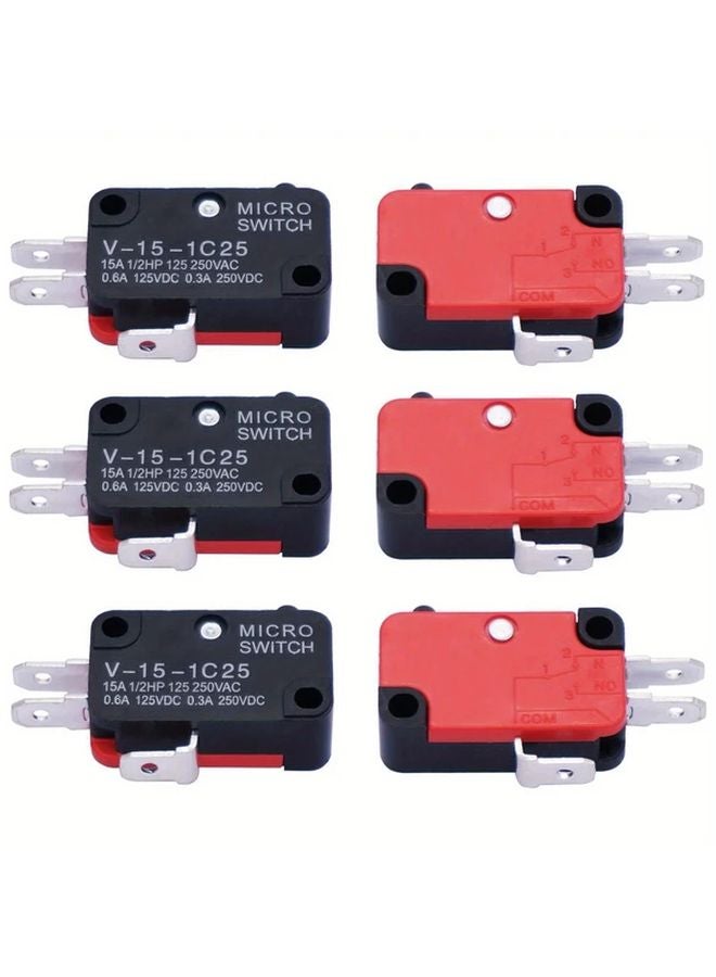 6pcs V 15 1C25 Micro Limit Switch Snap Action 16A SPDT 125V 250V Compact Reliable - Image 1