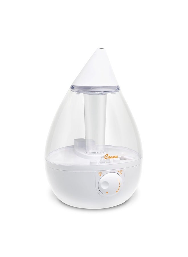 Crane - Ultrasonic Cool Mist Humidifier for Bedroom, Baby Nursery, Kids Room, Plants, or Office, Large 1 Gallon Tank, Filter Optional, Clear and White - Image 1