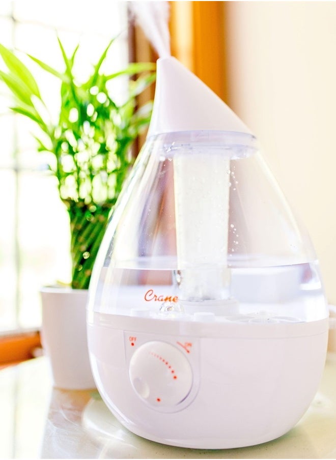 Crane - Ultrasonic Cool Mist Humidifier for Bedroom, Baby Nursery, Kids Room, Plants, or Office, Large 1 Gallon Tank, Filter Optional, Clear and White - Image 1