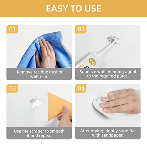aididan 2pcs Drywall Repair Kit Hole Repair Patch Kits Wall Spackle Repair Paste Wall Mending Agent Quick Fix Solution for Home Wall, White Repair Putty Plaster Dent & Wood Scratch Repair - Image 4