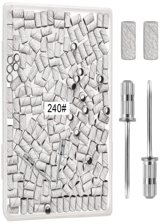 METEOROCK 240 Grit Sanding Bands for Nail Drill 200 Pcs, Extra Fine Sanding Bands for Nail for Natural Nails Polishing and Shaping, Nail Sanding Bands, Nail Sanding Bands Set for Manicures Pedicures (White) - Image 1