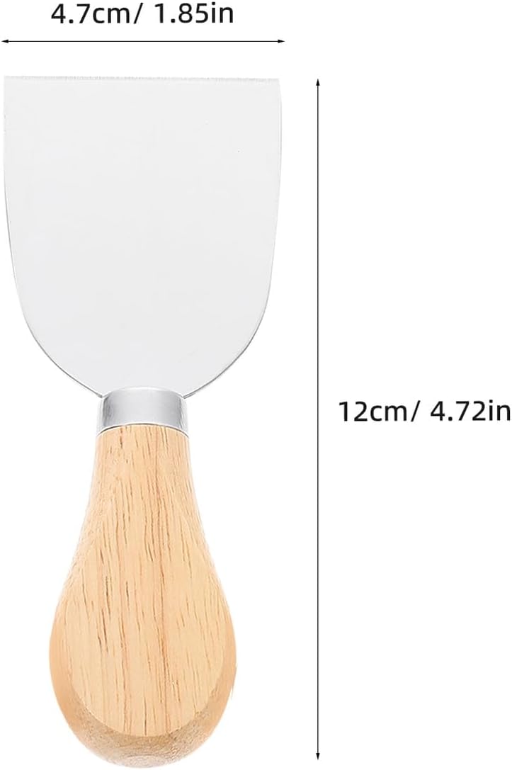 LABRIMP 4pcs Oak Handle Cheese Cutter Set Stainless Steel Kitchen Cheese Knives with Butter Slicer and Fruit Forks for Charcuterie Board and Dining Table - Image 2