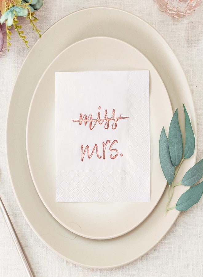 Crisky Rose Gold Miss to Mrs Cocktail Napkins for Bridal Shower Engagement Bachelorette Party Dessert Beverage Table Party Supplies, Disposable Napkins, 3 Ply, 50 count - Image 2