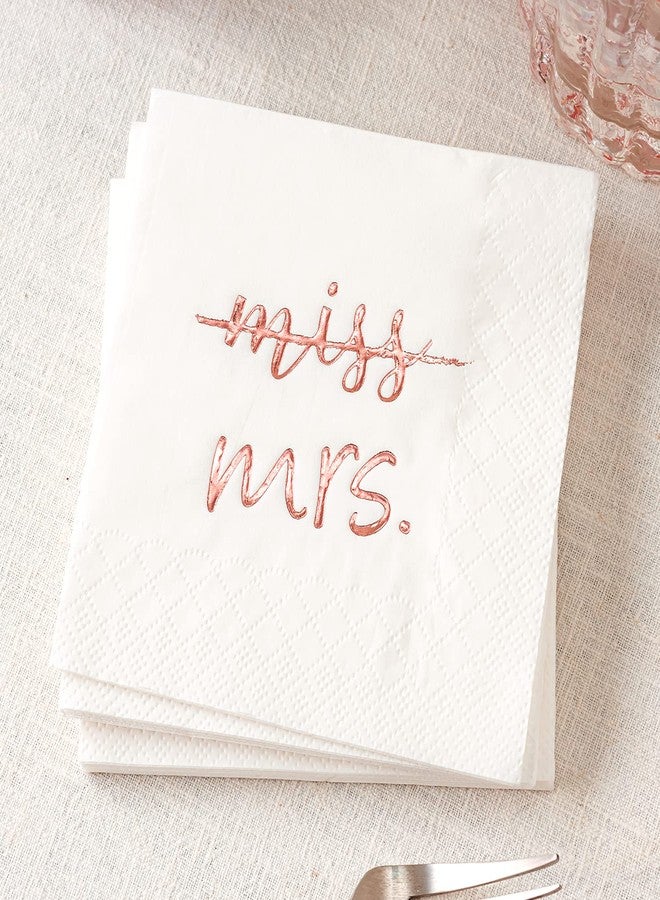 Crisky Rose Gold Miss to Mrs Cocktail Napkins for Bridal Shower Engagement Bachelorette Party Dessert Beverage Table Party Supplies, Disposable Napkins, 3 Ply, 50 count - Image 5
