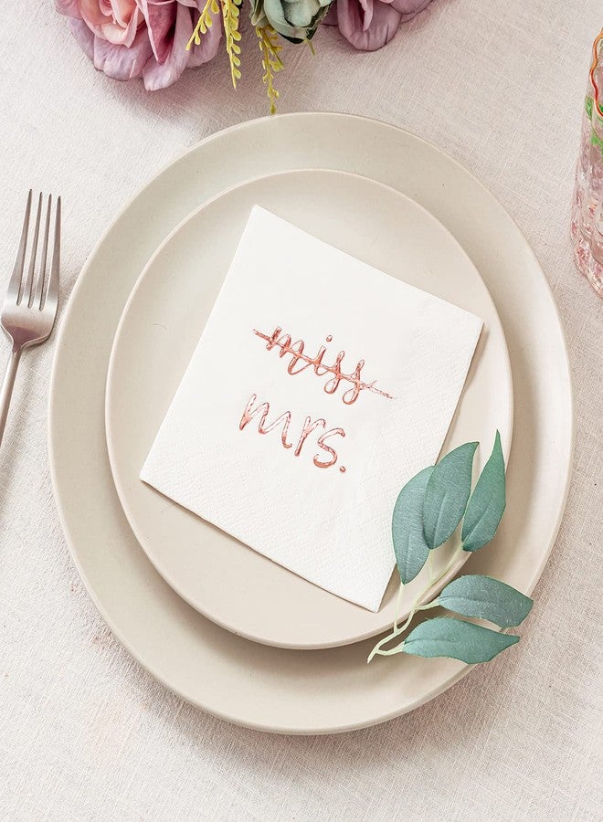 Crisky Rose Gold Miss to Mrs Cocktail Napkins for Bridal Shower Engagement Bachelorette Party Dessert Beverage Table Party Supplies, Disposable Napkins, 3 Ply, 50 count - Image 3