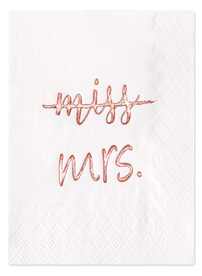 Crisky Rose Gold Miss to Mrs Cocktail Napkins for Bridal Shower Engagement Bachelorette Party Dessert Beverage Table Party Supplies, Disposable Napkins, 3 Ply, 50 count - Image 1
