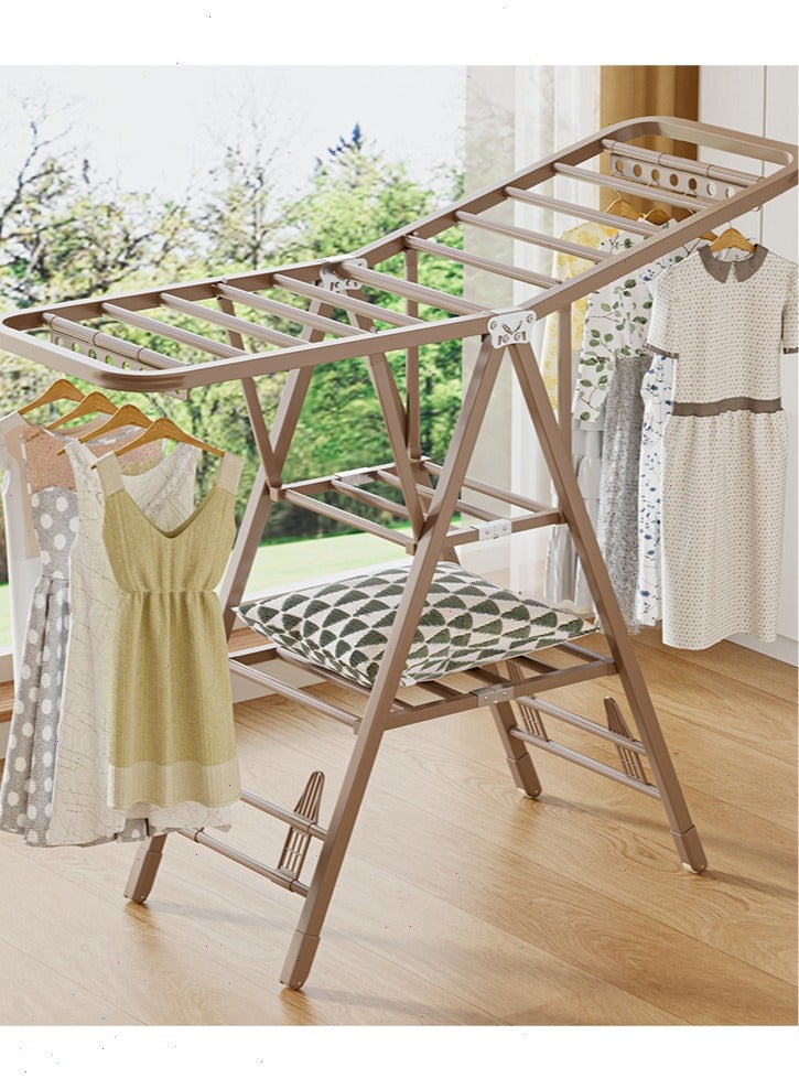 Topyich 160cm Clothes Drying Stand, 3-Tier Adjustable Clothes Drying Rack,  Foldable Movable Carbon Steel Drying Rack for Indoor & Outdoor Use (Champagne Gold) - Image 1
